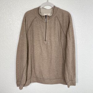 Tommy Bahama Sweater Men Extra Large Reversible Tan Beige Sweatshirt Zipper XL